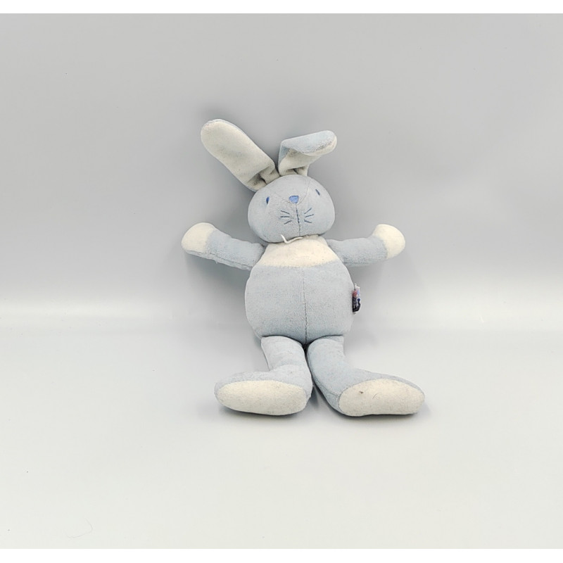 DOUDOU LAPIN BLEU BLANC SUCRE D'ORGE