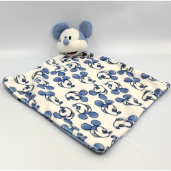 Doudou plat Mickey bleu blanc DISNEY