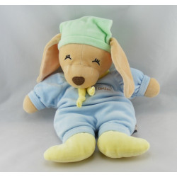 Doudou plat lapin chien Loulou bleu vert jaune ANNA CLUB PLUSH