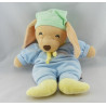 Doudou plat lapin chien Loulou bleu vert jaune ANNA CLUB PLUSH