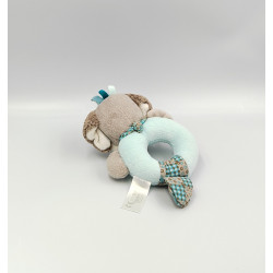 Doudou hochet chien gris bleu Gaston et Cyril NATTOU