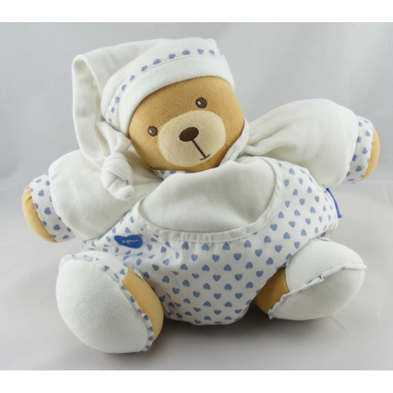 Doudou ours boule blanc coeur bleu KALOO