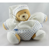Doudou ours boule blanc coeur bleu KALOO