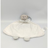 Doudou plat ours blanc gris pois Oscar J-LINE