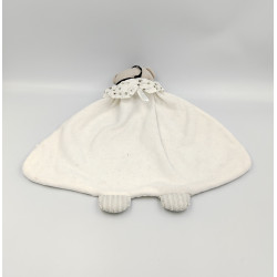 Doudou plat ours blanc gris pois Oscar J-LINE