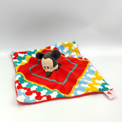 Doudou plat Mickey rouge bleu jaune Disney