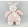 Doudou lapin blanc rayé rose TARTINE ET CHOCOLAT