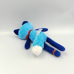 Doudou renard bleu écharpe rouge JEMINI