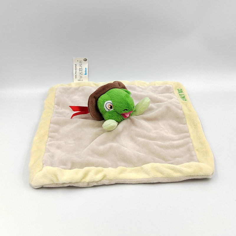 Doudou plat tortue verte beige écru DENNLYS PARC Doudou plat tortue verte beige écru DENNLYS PARC