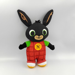 Peluche sonore lapin Bing noir salopette rouge FISHER PRICE
