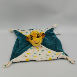 Doudou plat le Roi Lion Simba bleu blanc soleils feuilles DISNEY BABY