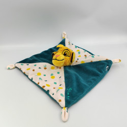 Doudou plat le Roi Lion Simba bleu blanc soleils feuilles DISNEY BABY