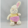 Doudou lapin blanc robe jaune tablier rose INFLUX