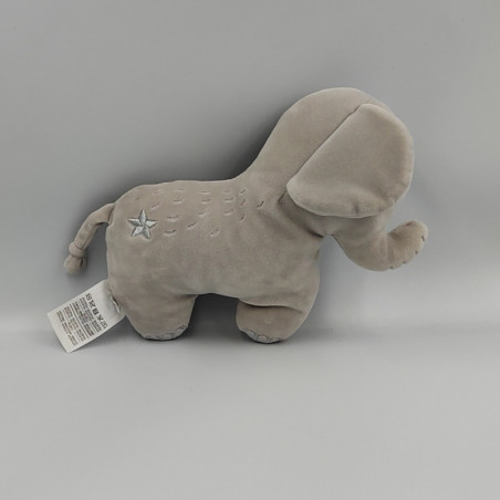 Doudou éléphant gris étoiles MOTS D'ENFANTS