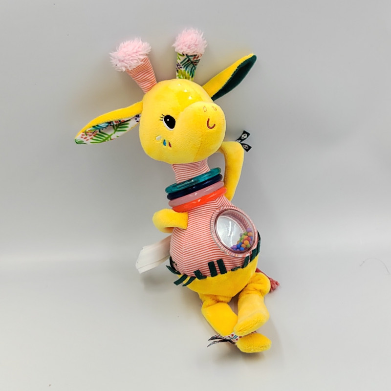 Doudou eveil girafe jaune Zia anneaux LILLIPUTIENS
