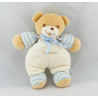 Doudou Ours blanc rayé bleu avec bonnet Takinou