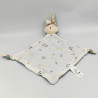 Doudou plat lapin blanc bleu motifs lange SIMBA TOYS KIABI
