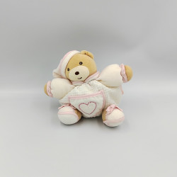 Doudou ours boule blanc rose coeur lilirose KALOO
