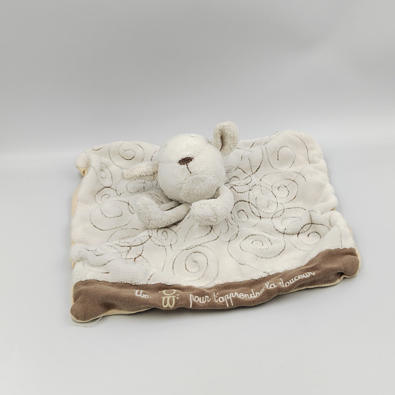 DOUDOU PLAT MOUTON AGNEAU BLANC GRIS