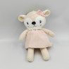 DOUDOU BICHE FAON ROSE BEIGE BLANC POIS