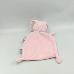 Doudou plat ours lapin rose blanc nuage étoiles MAX ET SAX