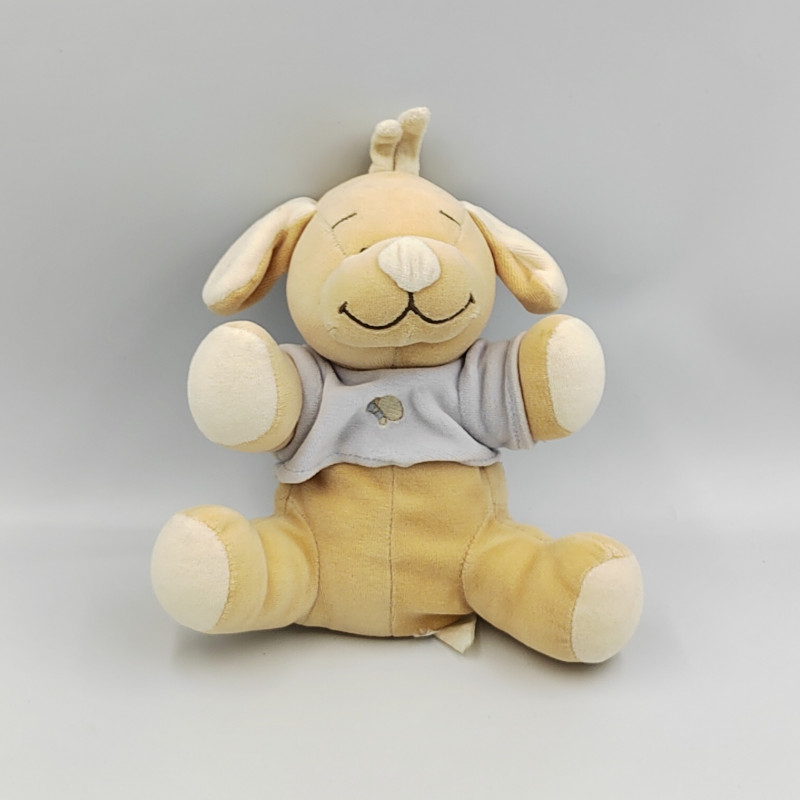 Doudou chien beige blanc pull bleu BENGY