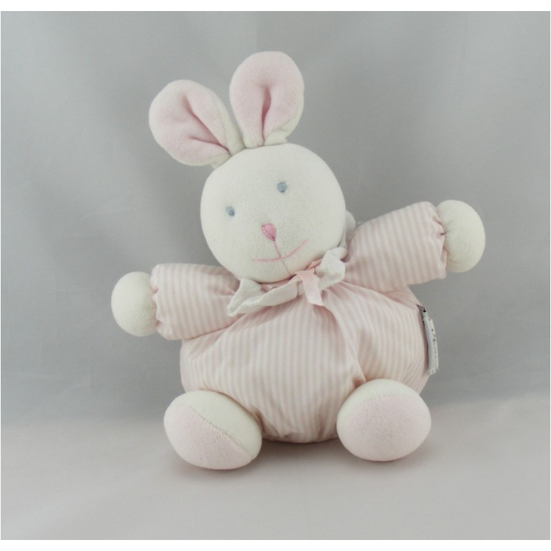 Doudou plat lapin blanc rose NICOTOY