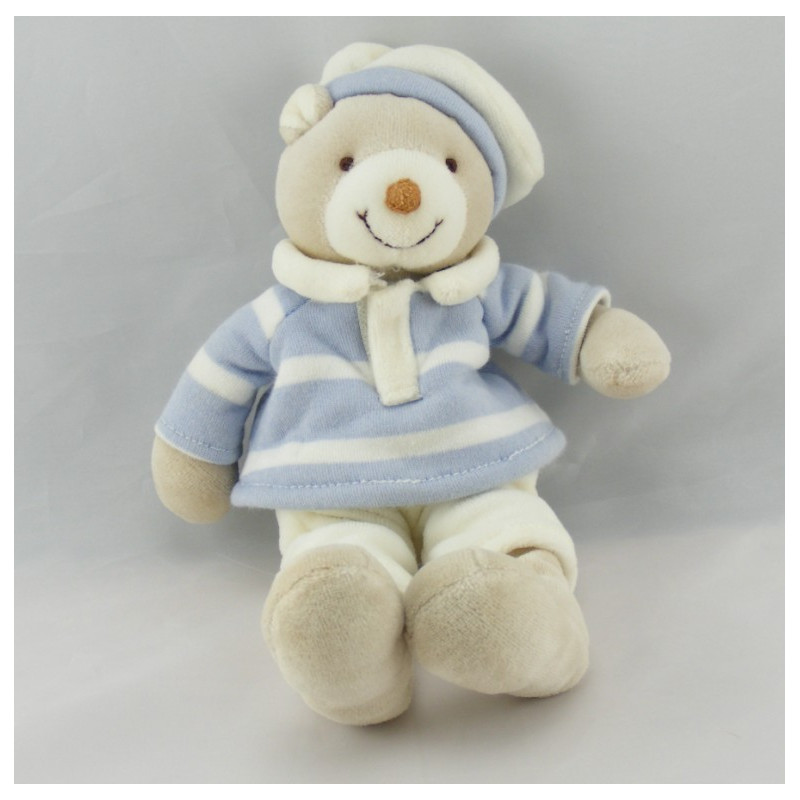 Doudou semi plat ours clown beige blanc JOLLYBABY PRISCILLA