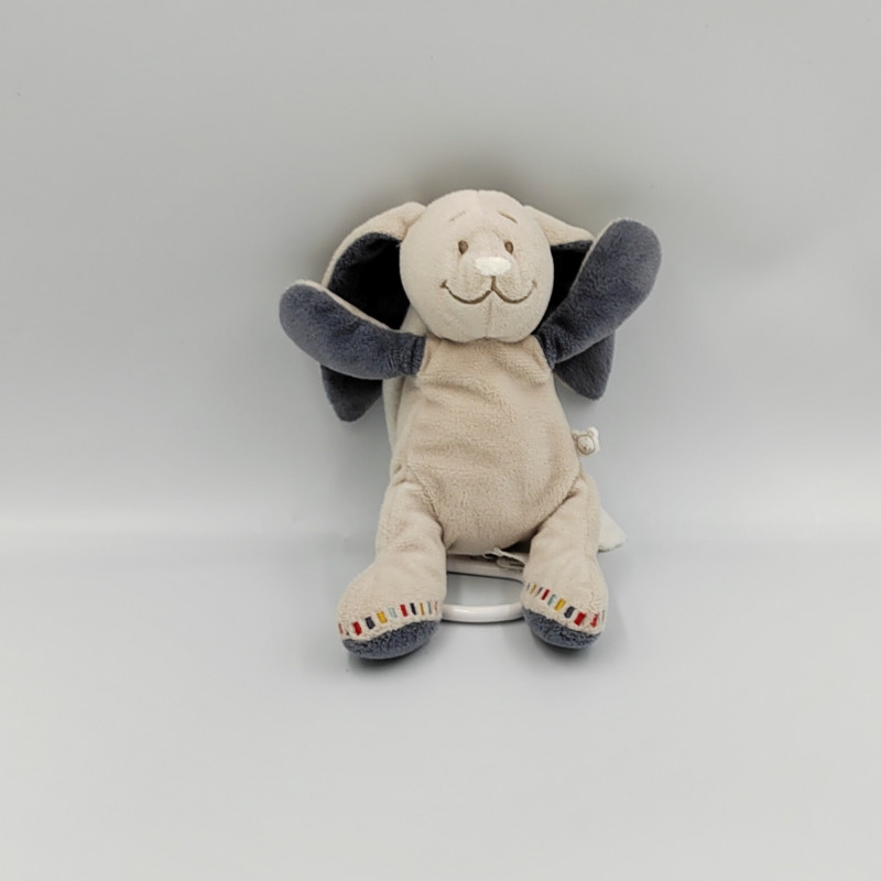 Doudou musical lapin bleu beige blanc Bao et Wapi NOUKIE'S