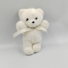 Doudou peluche ours blanc noeud blanc NOUNOURS