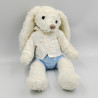 Doudou lapin blanc bleu Oscar J-LINE