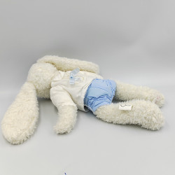 Doudou lapin blanc bleu Oscar J-LINE