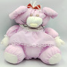 Ancienne peluche doudou Souris rose dentelles noeud rouge