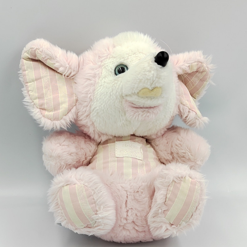 Doudou peluche souris rose blanc rayé TARTINE ET CHOCOLAT