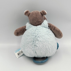 Doudou musical Hippopotame marron bleu Bazile l'hippo BABY NAT