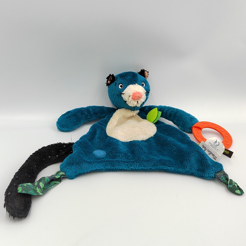 Doudou plat panthère bleu Dans la jungle MOULIN ROTY