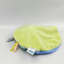 Doudou plat rond chat gris bleu vert orange Nino BABY NAT