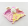 Doudou plat lapin rose blanc Les Bonbons BABY NAT 