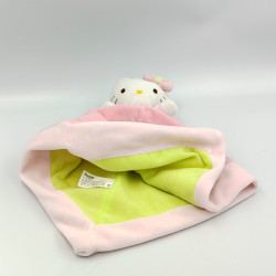 Doudou plat chat Hello Kitty rose vert SANRIO LICENSE