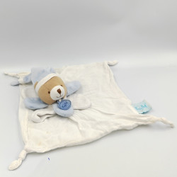 Doudou plat ours blanc bleu pétales lange Layette BABY NAT