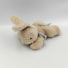 Doudou peluche lapin beige marron écharpe rayé gris blanc BUKOWSKI