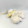 Doudou musical lapin blanc écru jaune NOUNOURS