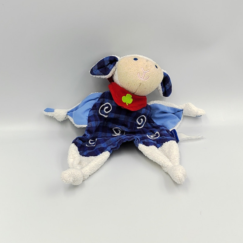 Doudou plat mouton blanc bleu rouge RAVENSBURGER