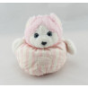 Doudou chat ours blanc rayé rose TARTINE ET CHOCOLAT