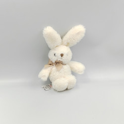 Doudou lapin blanc noeud beige ARTESAVI