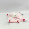 Doudou plat lapin blanc rose fleurs Happy Together BABY NAT