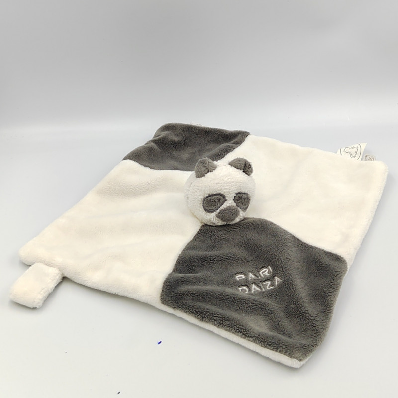 Doudou plat panda gris noir blanc Louis et Scott Pairi Daiza NOUKIE'S