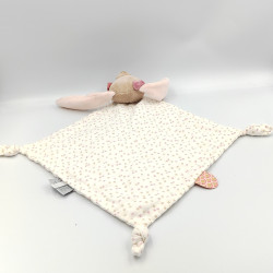 Doudou plat lange lapin beige rose blanc NATTOU