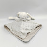 Doudou plat lapin blanc gris KING BEAR