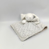Doudou plat lapin blanc gris KING BEAR